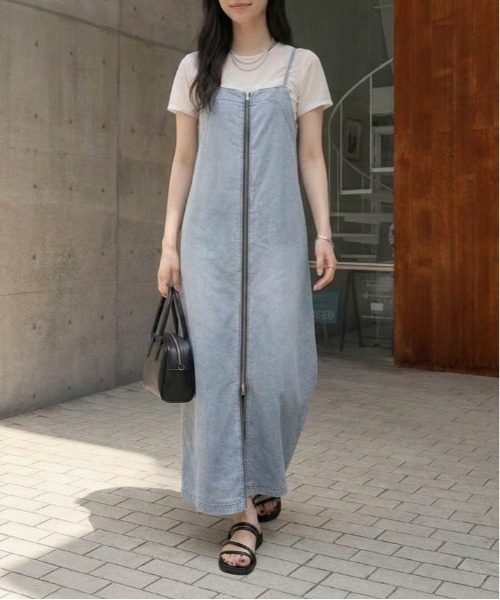 ワンピース 夏 フロントジップ デニムワンピース : ZOZOTOWN Yahoo!店