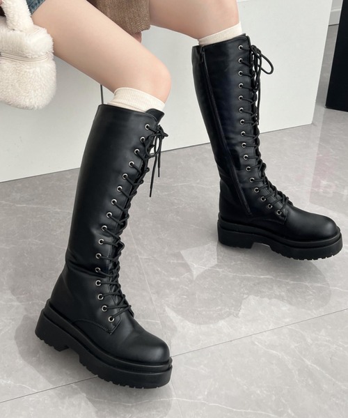 Shoes in Closet（シュークロ） ブーツ 厚底 レースアップ ロング