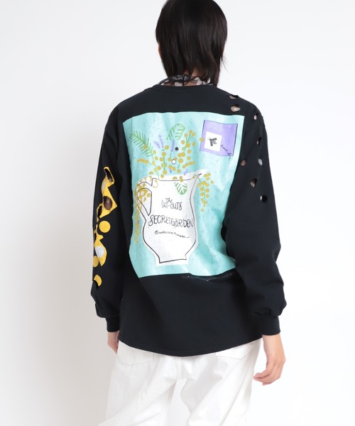 tシャツ M1836 ミモザドットカットロングTシャツ レディース