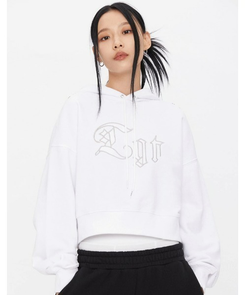 パーカー A'GEM/9 × .kom「TARGETTO/ターゲット」EYELET CROP HOODIE/アイレットクロップ フーディー レディース