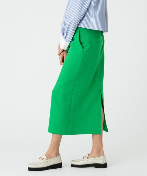 allureville オックスナロースカート　カーキ　02（M） セットアップ対応商品】カラーチェックハイウエストタイト