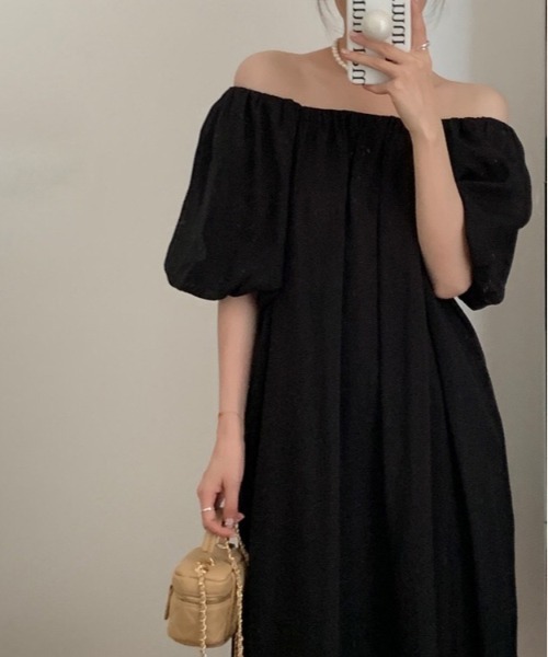 新品】2way 袖バルーンスクエアワンピース ロング オフ