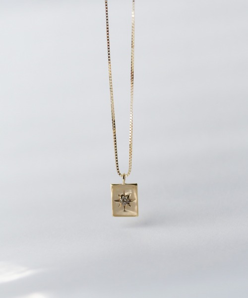 ブランド購入サイト cui-cui プレート スクエア 0.025ct ダイヤモンド ネックレス アクセサリー