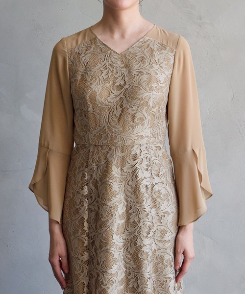 AIMER（エメ） ドレス フレアスリーブレースマーメイドパーティー