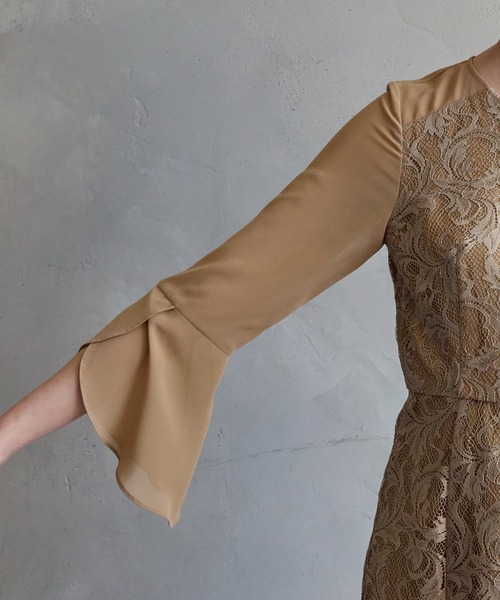 AIMER（エメ） ドレス フレアスリーブレースマーメイドパーティー