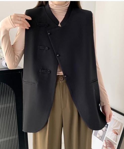 COO+i ベスト ジレ チャイナボタン風ジレ レディース : ZOZOTOWN