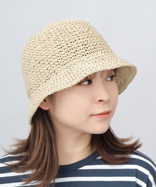 A.M.S. 帽子 ハット こま編み ペーパー バケットハット メンズ