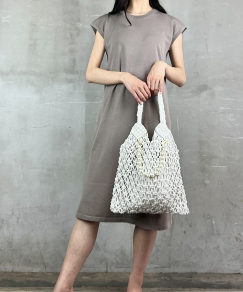 【HVISK】LOLLY◆コットン◆マクラメ◆巾着バッグ/トートバッグ HVISK】LOLLY◇コットン◇マクラメ◇巾着バッグ/トートバッグ