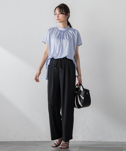 ギャザーネックコットンカットソー≪洗濯機で洗える≫ LAUTREAMONT tシャツ ギャザーネックコットンカットソー「洗濯機