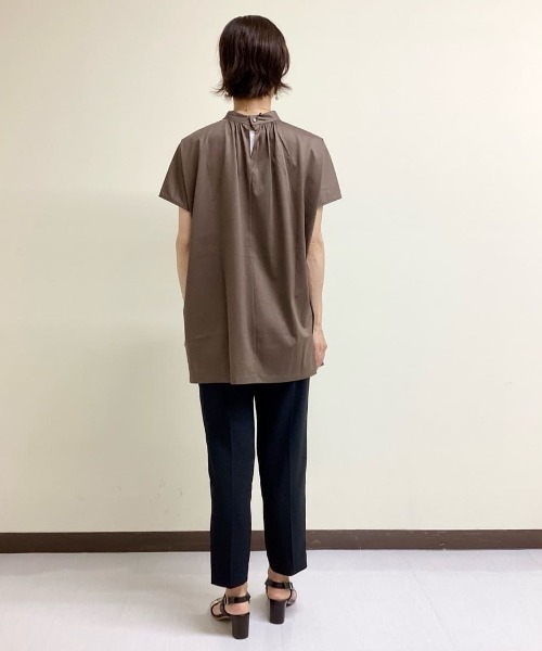 tシャツ ギャザーネックコットンカットソー「洗濯機で洗える」 レディース LAUTREAMONT tシャツ ギャザーネックコットンカットソー「洗濯機