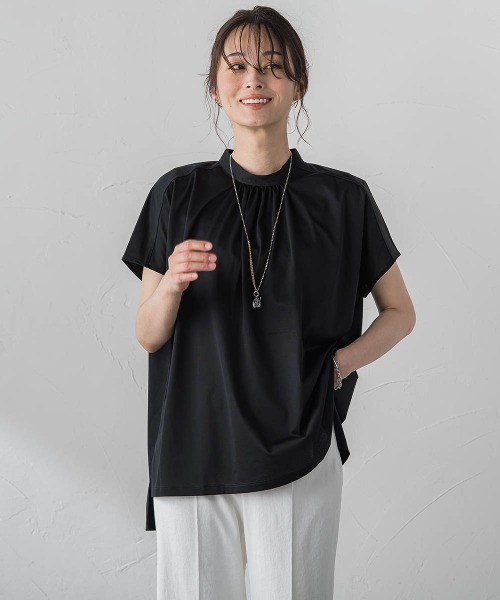 tシャツ ギャザーネックコットンカットソー「洗濯機で洗える」 レディース LAUTREAMONT tシャツ ギャザーネックコットンカットソー「洗濯機