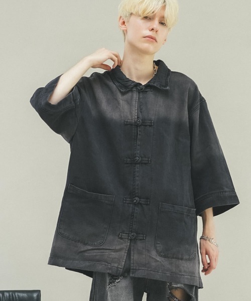大人気✨ネイバーフッド　デニムチャイナシャツジャケット　XL オーバーサイズ 大人気✨ネイバーフッドデニムチャイナシャツジャケットXL