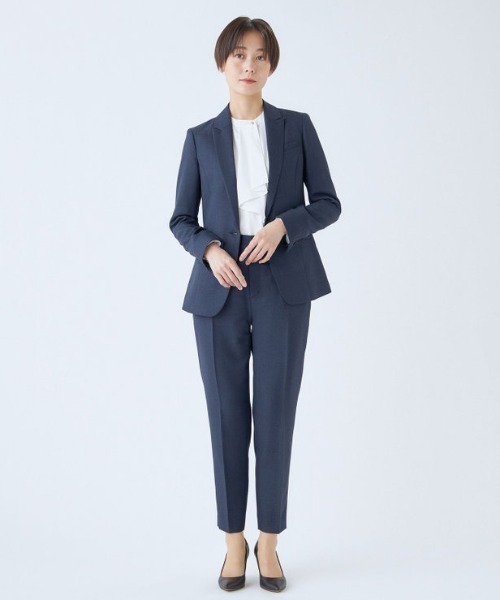 スーツセレクトパンツスーツ SLIM TAPERED】【春夏】0タックテーパードパンツ/ネイビー