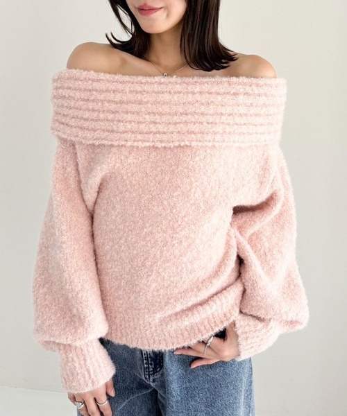 Sea Room Lynn ブークレシアーFrillオフショルニット ブークレシアーFrillオフショルニット