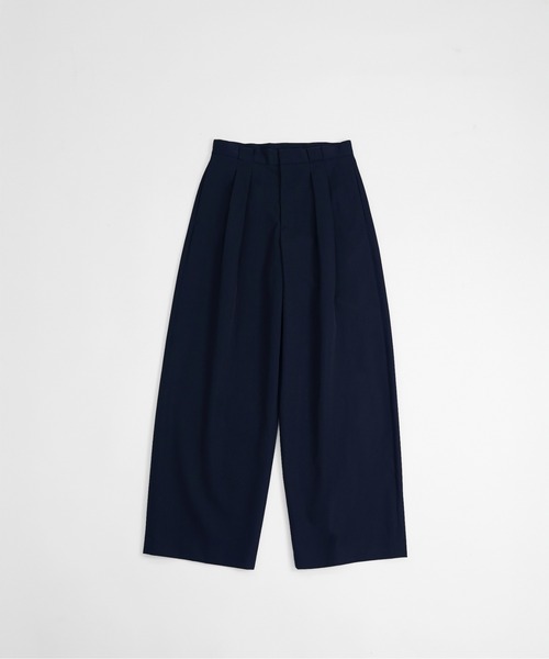LAPIIS スラックス HEAVY WOOL GABARDINE BOX TUCK TROUSERS メンズ