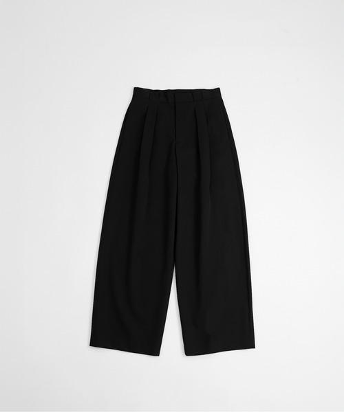 LAPIIS スラックス HEAVY WOOL GABARDINE BOX TUCK TROUSERS メンズ
