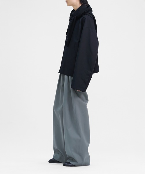 LAPIIS スラックス HEAVY WOOL GABARDINE BOX TUCK TROUSERS メンズ
