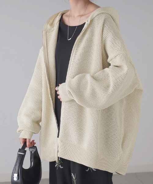 m.o40s50sUSA製Geist&Geistニットパーカーカーディガン HUG.U（ハグユー） パーカー オーバーサイズスポンジニットパーカー