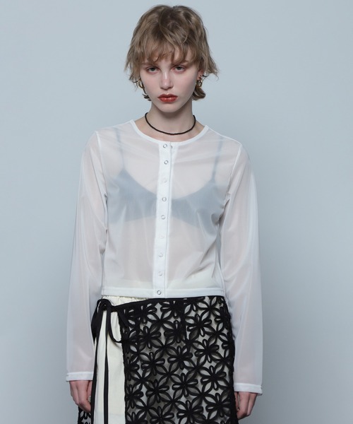 ROSE BUD（ローズバッド） tシャツ (CREOLME)フロントボタンシアー