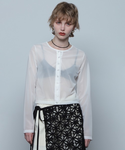 ROSE BUD（ローズバッド） tシャツ (CREOLME)フロントボタンシアー