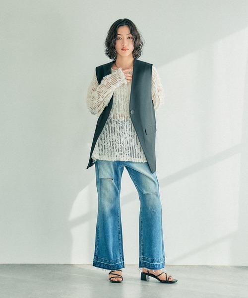 LEPSIM（レプシィム） ベスト ジレ TRノーカラーオーバーベスト 243413