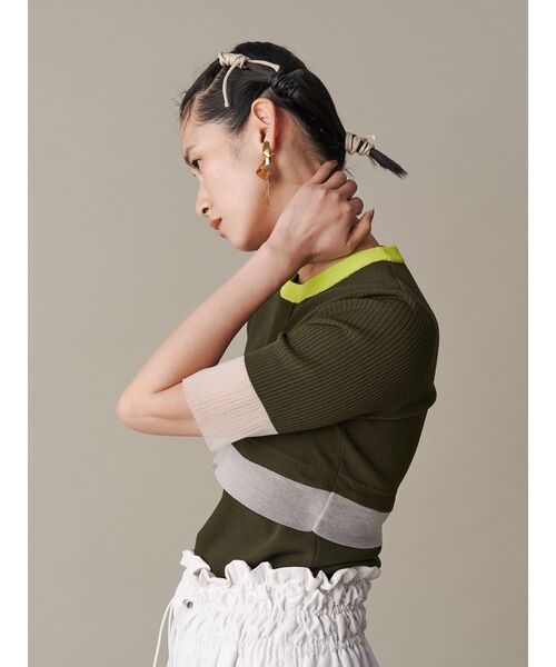 UN3D. ニット セーター COLOR BLOCK SHEER TOP / カラーブロック