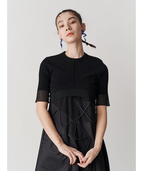 UN3D. ニット セーター COLOR BLOCK SHEER TOP / カラーブロック