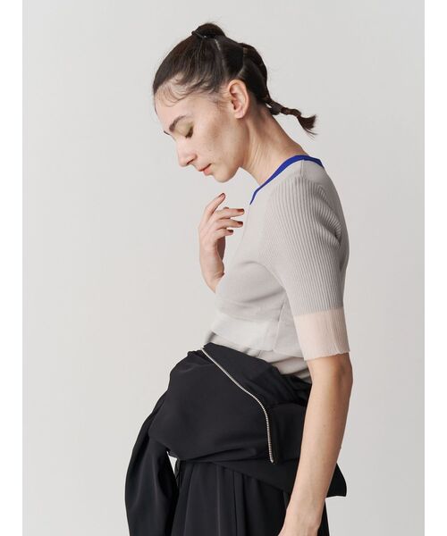 UN3D. ニット セーター COLOR BLOCK SHEER TOP / カラーブロック