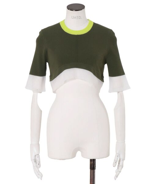 UN3D. ニット セーター COLOR BLOCK SHEER TOP / カラーブロック
