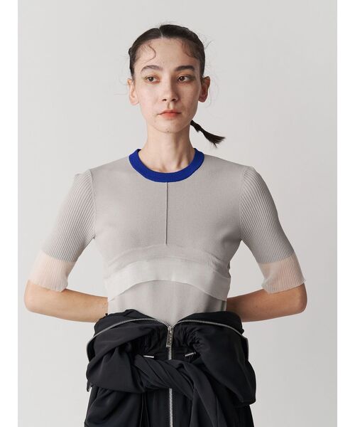 UN3D. ニット セーター COLOR BLOCK SHEER TOP / カラーブロック