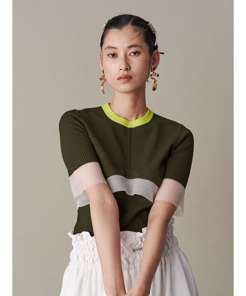 UN3D. カラーブロック長袖ニット UN3D. ニット セーター COLOR BLOCK SHEER TOP / カラーブロック