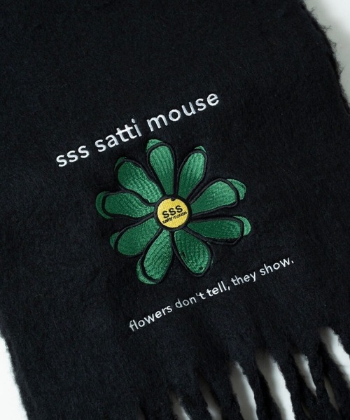 sss satti mouse【エスエスエス サッチ マウス】　マフラー sss satti mouse マフラー ストール フラワーマフラー「ブラック
