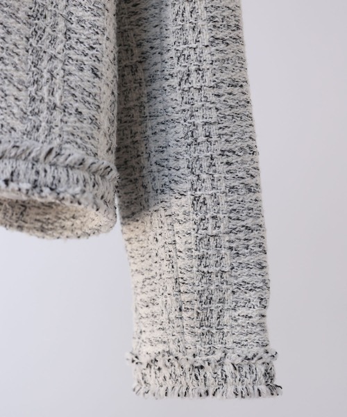 「SAISON DE PAPILLON」 ツイードジャケット M ホワイト×ブラック レディース_画像7