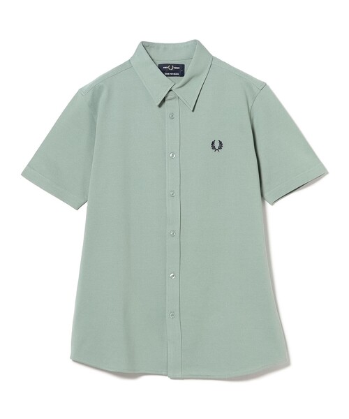 FRED PERRY ハーフジップ 半袖 鹿の子 FRED PERRY メンズ フレッドペリー ライン入り鹿の子ポロシャツ