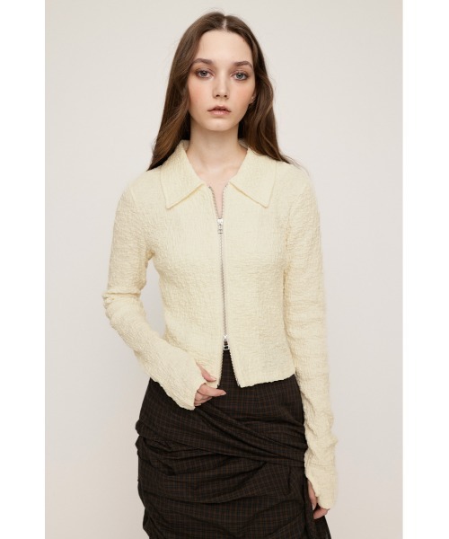 SLY tシャツ FRONT ZIP JQ TOPS フロントジップ ジャガード