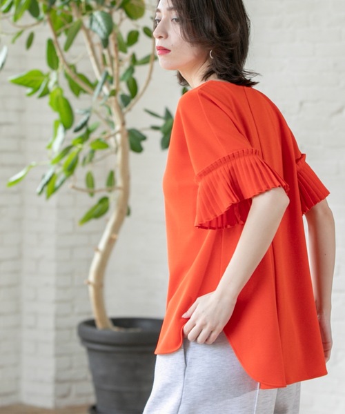 OPAQUE.CLIP tシャツ 袖プリーツドッキングプルオーバー