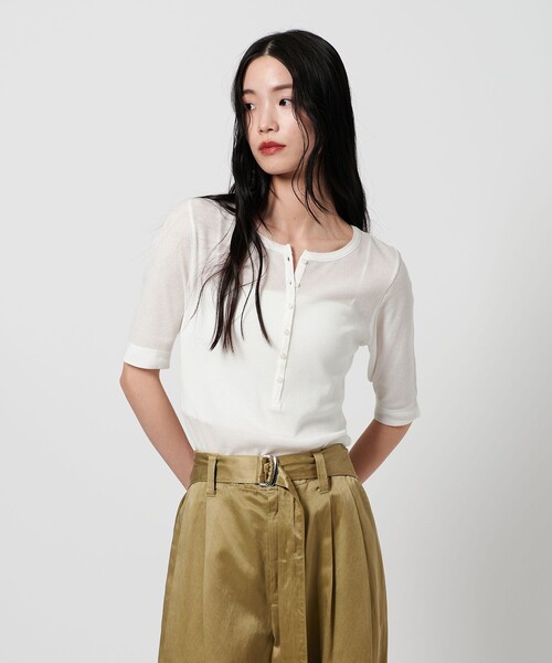 tシャツ ワッフルヘンリーネックカットソー レディース BEAUTY＆YOUTH UNITED ARROWS tシャツ コットンシアーワッフル