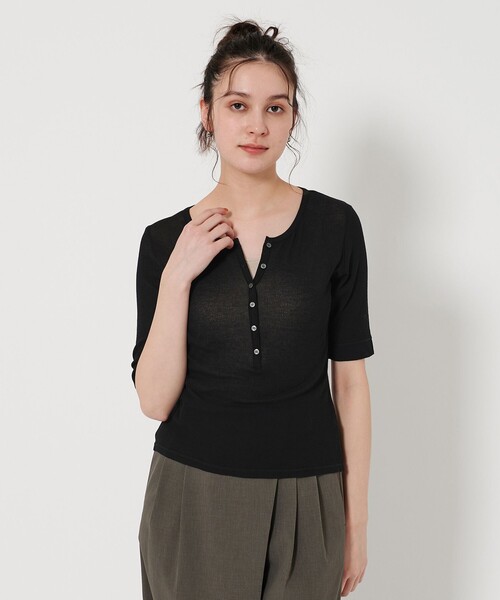 tシャツ ワッフルヘンリーネックカットソー レディース BEAUTY＆YOUTH UNITED ARROWS tシャツ コットンシアーワッフル