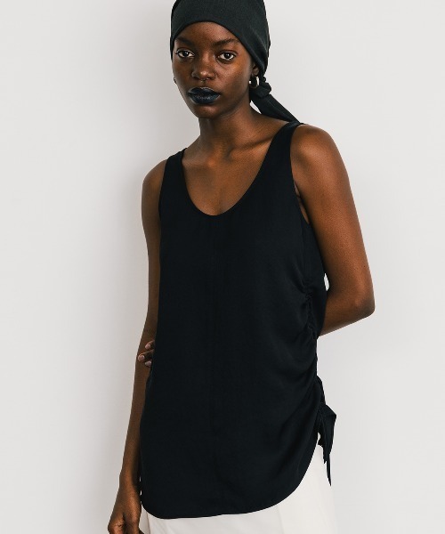 タンクトップ ノースリーブ ACETATE  GATHER TANK/アセテートギャザータンク レディース