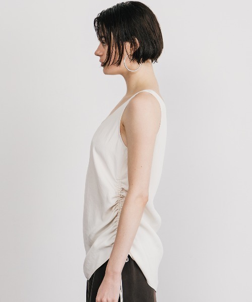 CREDONA（クレドナ） タンクトップ ノースリーブ ACETATE GATHER TANK