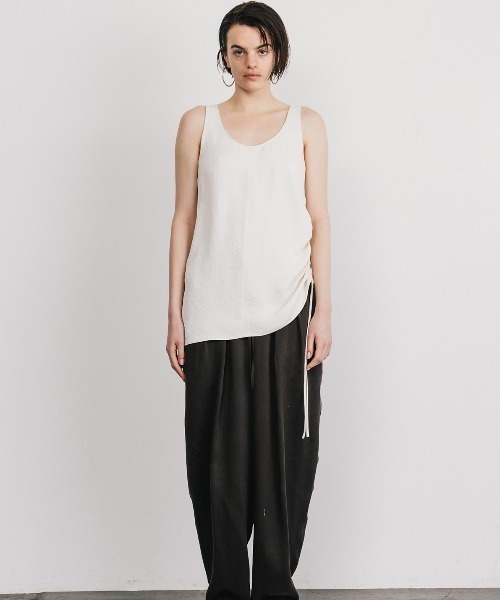 CREDONA（クレドナ） タンクトップ ノースリーブ ACETATE GATHER TANK