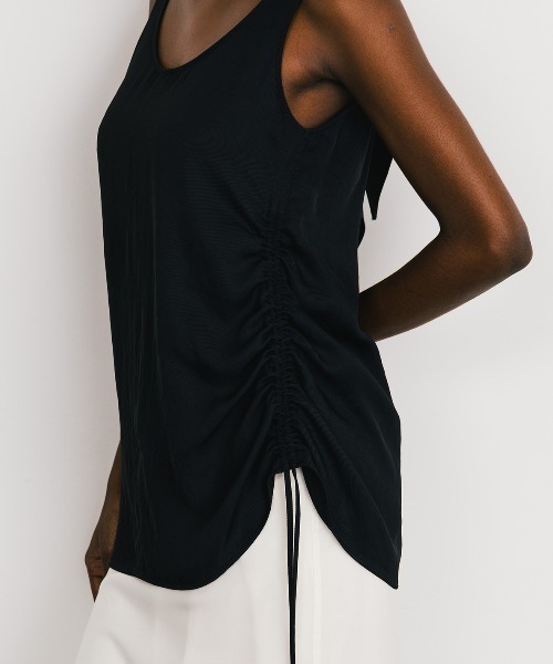 タンクトップ ノースリーブ ACETATE  GATHER TANK/アセテートギャザータンク レディース CREDONA タンクトップ ノースリーブ ACETATE GATHER TANK
