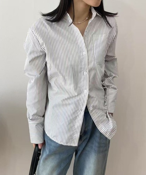 stripeブラウス ブラウス シャツ Simple stripe shirt レディース : ZOZOTOWN Yahoo!店