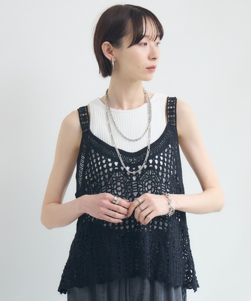 Paradise Picnic ベスト ジレ 刺繍レースキャミ レディース
