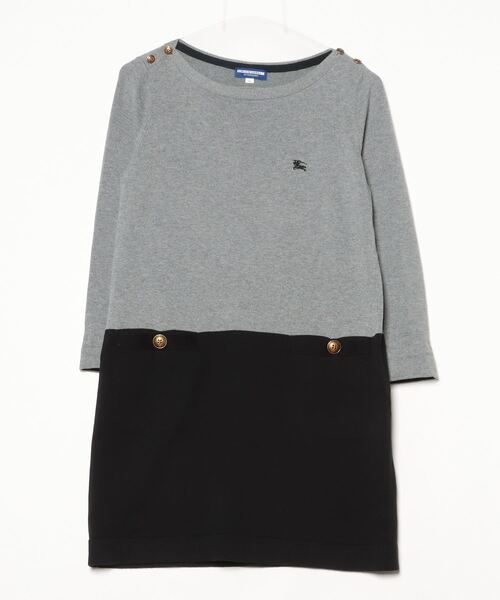 BURBERRY Blue labelグレー 半袖ワンピース 38 BURBERRY BLUE LABEL - 【バーバリーブルーレーベル】バイカラー