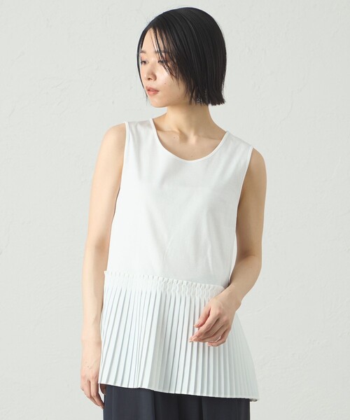 tシャツ 「着回し抜群」プリーツコンビカットソー レディース
