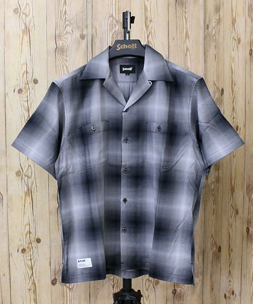 Schott OMBRE SS SHIRT 半袖シャツ Schott/ショット/OMBRE SS SHIRT/半袖 オンブレ チェックシャツ