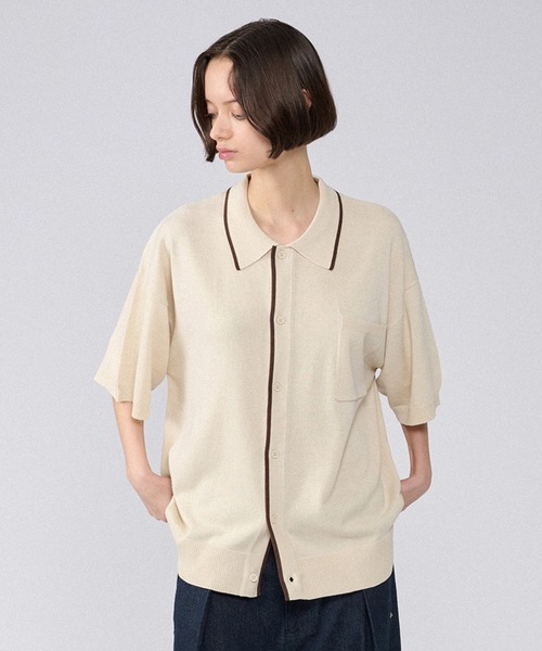 ONCILY カーディガン BI-COLOR KNIT SHIRT / バイカラーニット