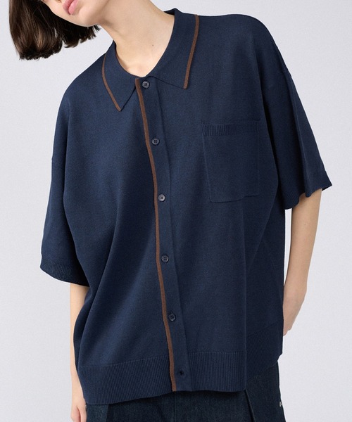 ONCILY カーディガン BI-COLOR KNIT SHIRT / バイカラーニット
