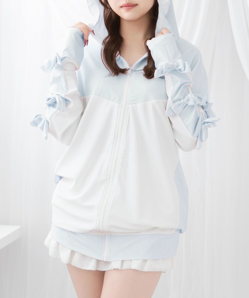 【新品・未使用】LINKABLE サイドリボンラッシュガード ブラックチェック DearMyLove ラッシュガード サイドリボンサブカルラッシュガード